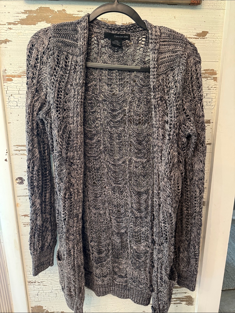 Calvin Klein Gray Marled Open-Front Cardigan